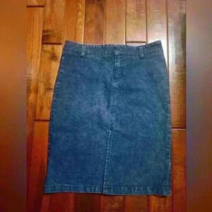 Vintage 90's Hurley Girlie size 3 blue denim knee length low rider skirt